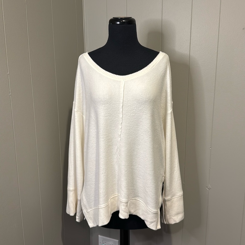 Saturday Sunday Anthropologie Open Tie Back Knit Sweater Women's Large White Top